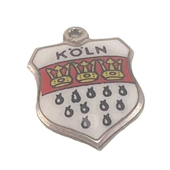 Vintage Köln Enamel Shield Pendant Charm 800 Silver - Picture 3 of 5